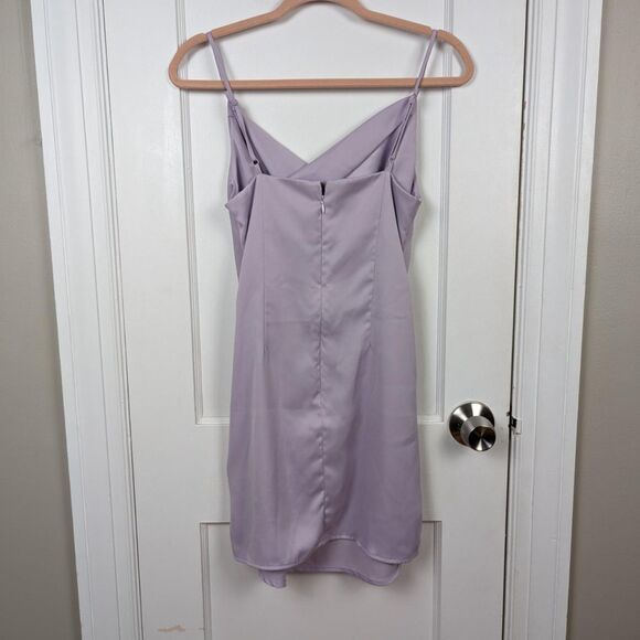 Urban Outfitters | Lilac Satin Cowl Neck Slip Mini Dress Size Small - Picture 2 of 5